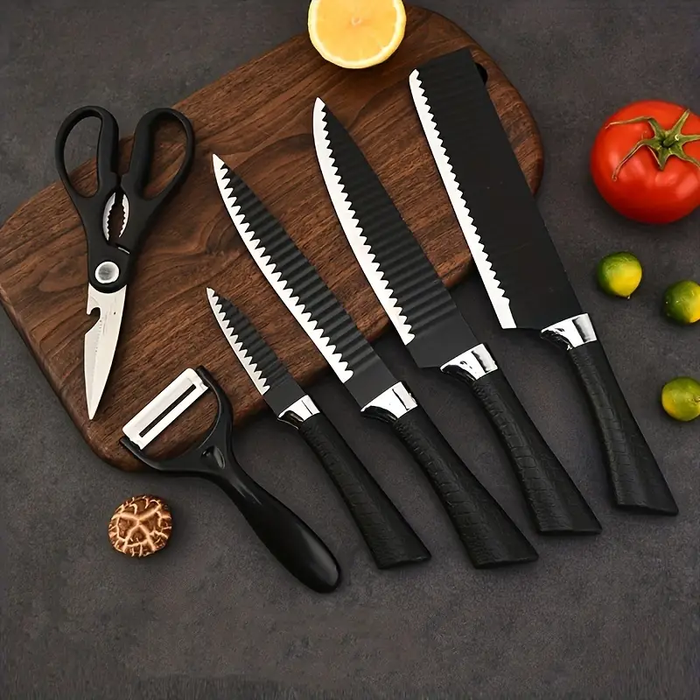 🧑🏻‍🍳 Set De Cuchillos De Cocina 🔪 | 6 Piezas Con Mango Antideslizante